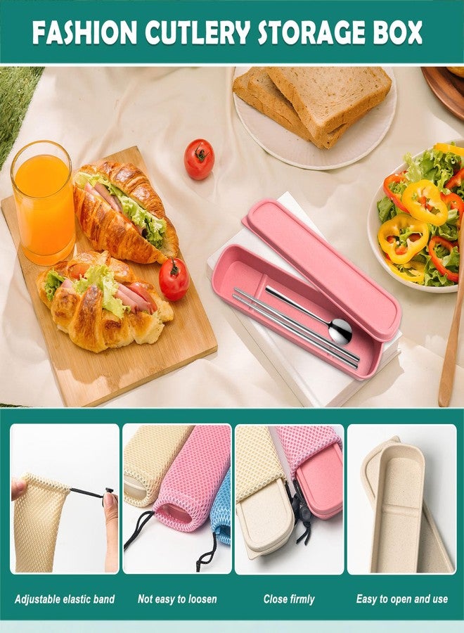 Binxus 3 Pcs Utensil Travel Case with 3 Pcs Portable Mesh Bag, Reusable Cutlery Set, Travel Cutlery, Chopsticks Case for Chopsticks Spoon Fork - Image 3